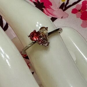 Fragrant Jewels Silver Ring with Multi-Stones Heart Accent